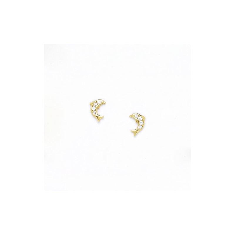 14K Yellow Gold dolphin with stones earr 67500 1