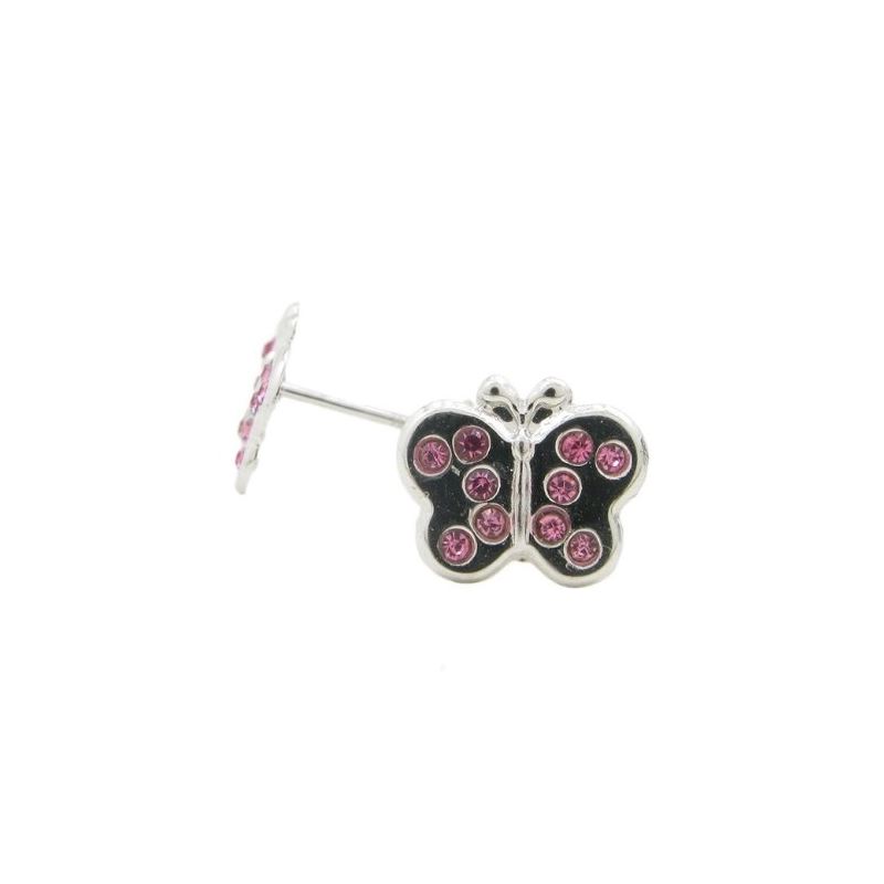 14K White gold Thin butterfly cz stud ea 66189 1