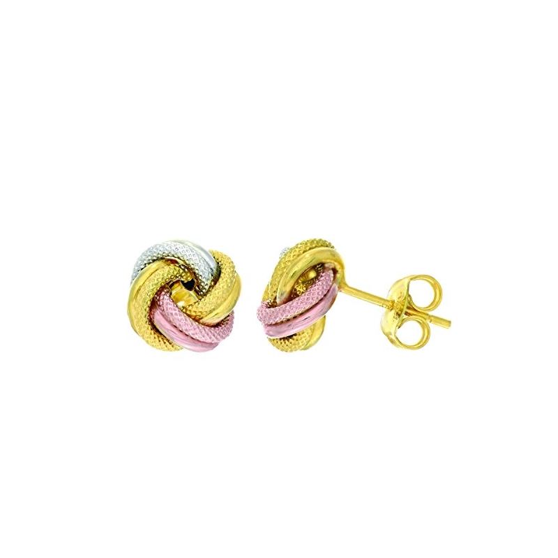 14K Tri-Color Gold Ladies Post Earrings  64702 1