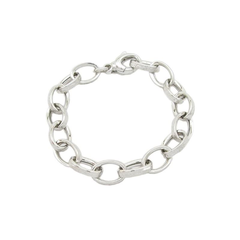 Mens Sterling silver White trace link br 78925 1