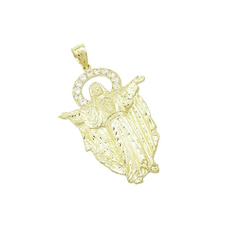 Mens 10k Yellow gold White gemstone jesu 78106 1