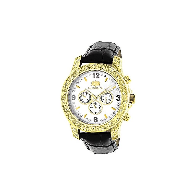 LUXURMAN Watches Mens Diamond Watch 0.50Ct-