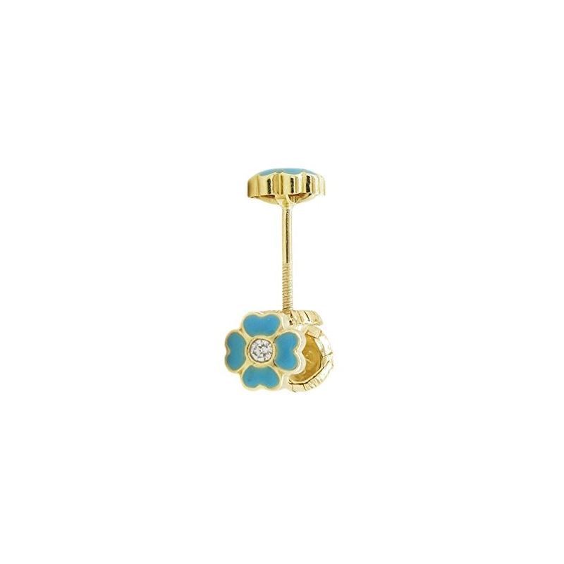 14K Yellow gold Flower cz stud earrings  67959 1