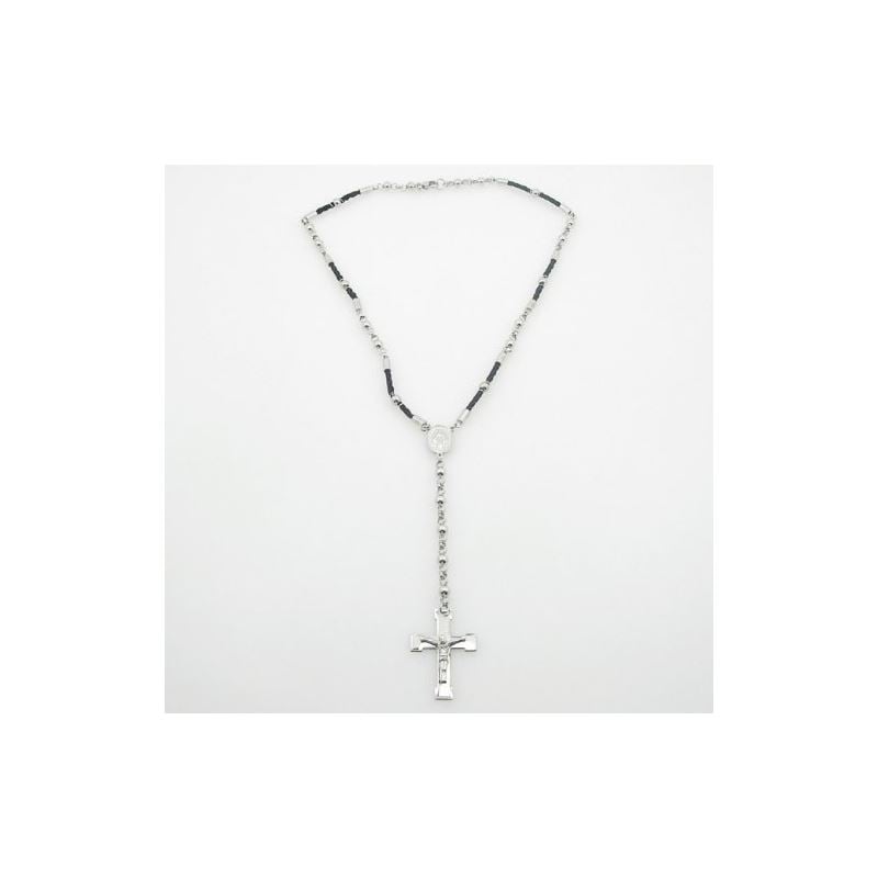 Stainless Steel Rosary Necklace with Cro 80205 1