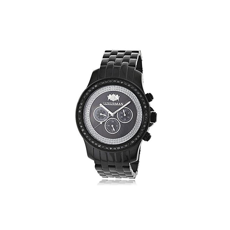 LUXURMAN Mens Black Diamond Watch 2.25Ct