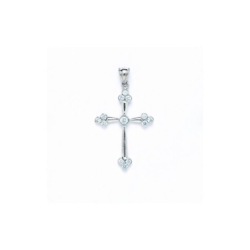 14K Gold Cross Pendant CZ PW53 63520 1