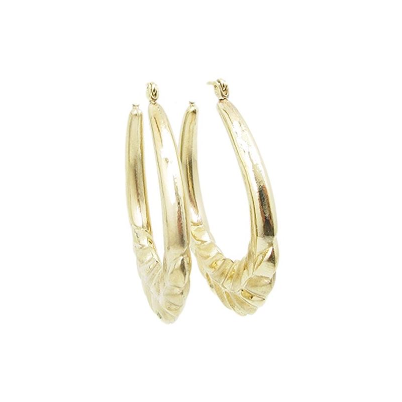 10k Yellow Gold earrings Crest hoop AGBE 60534 1