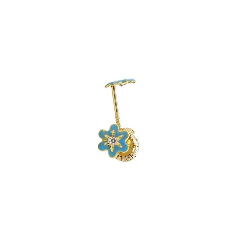 14K Yellow gold Flower cz stud earrings  68079 1