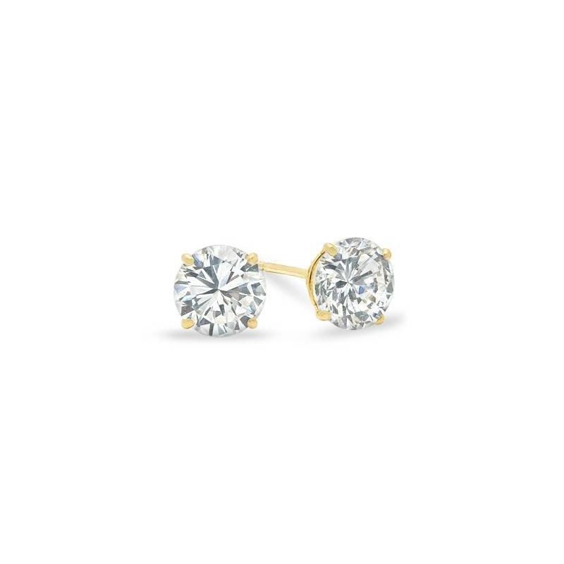 Unisex 14K Solid Yellow Gold 7mm CZ Roun 82671 1