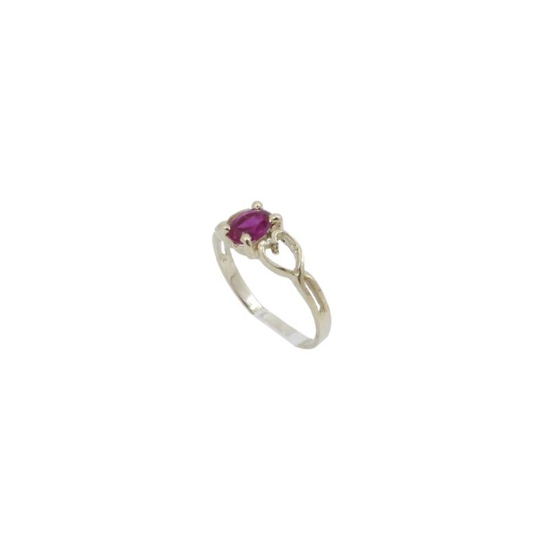 10k Yellow Gold Syntetic red gemstone ri 62610 1