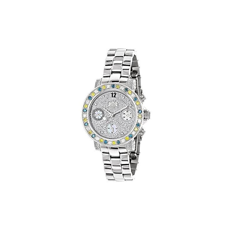 White Blue Yellow Genuine Diamond Watch  91070 1