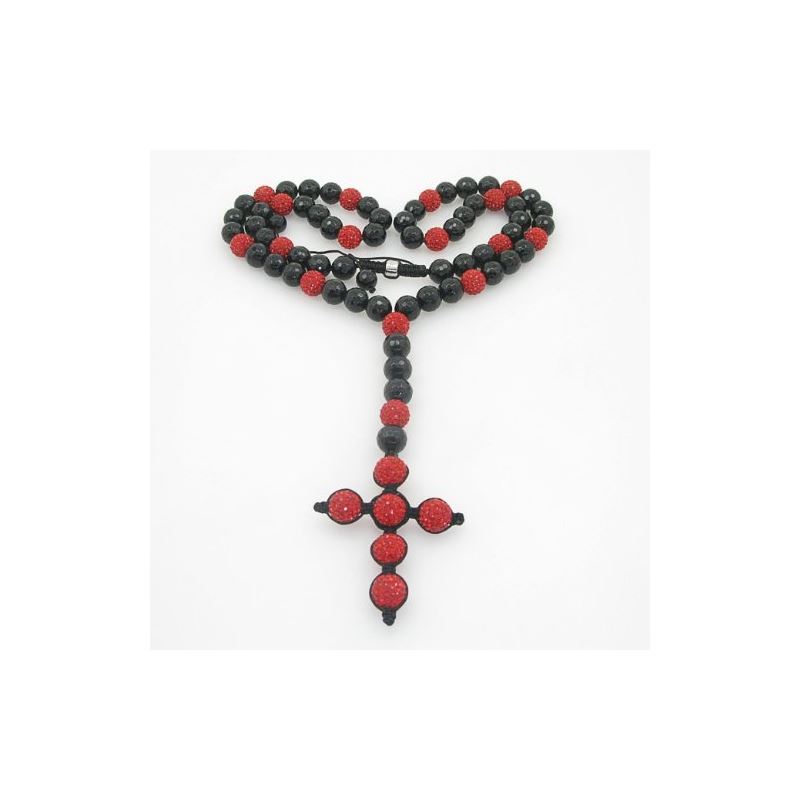 Mens beaded rosary chain crystal gemston 78657 1