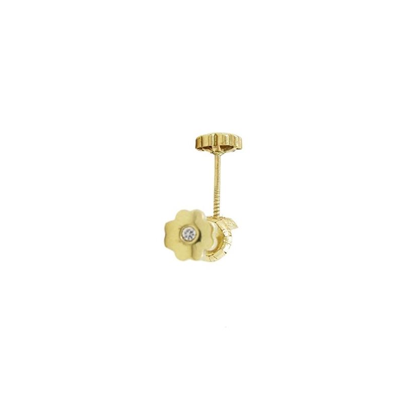 14K Yellow gold Flower cz stud earrings  68024 1