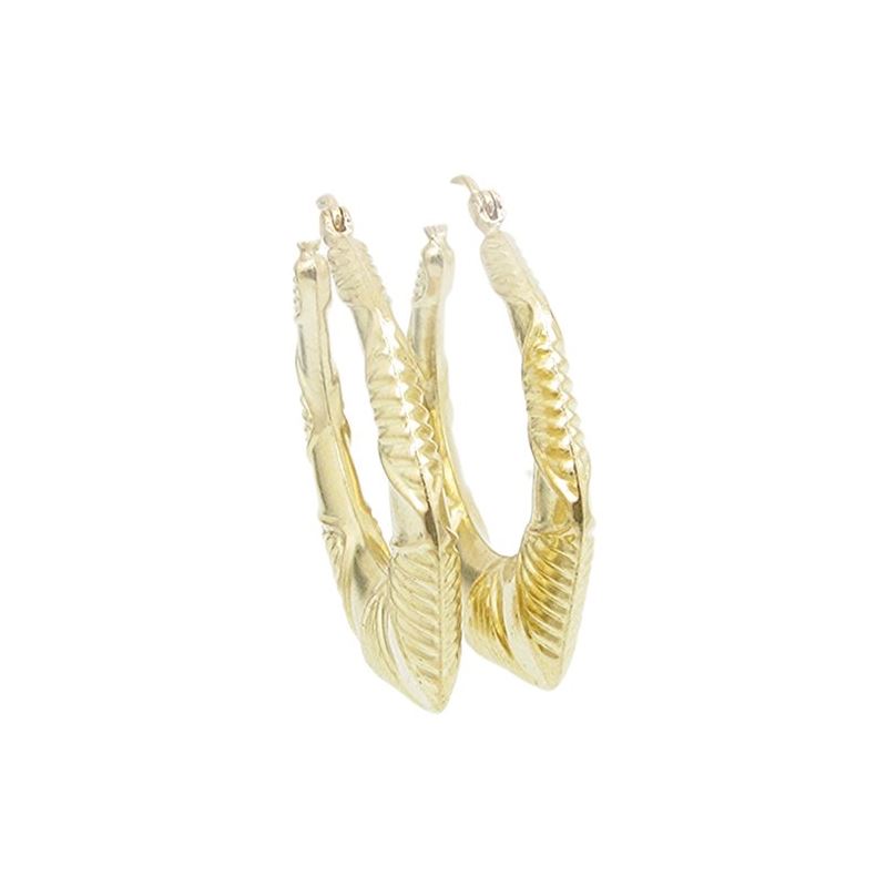 10k Yellow Gold earrings Round bamboo ho 60768 1