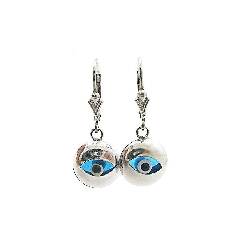 Sterling Silver evil eye dangle earrings 80545 1