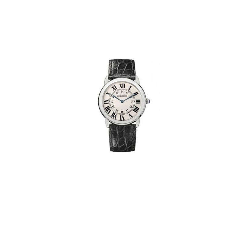 Cartier Ronde Solo Steel Black Leather M 55057 1