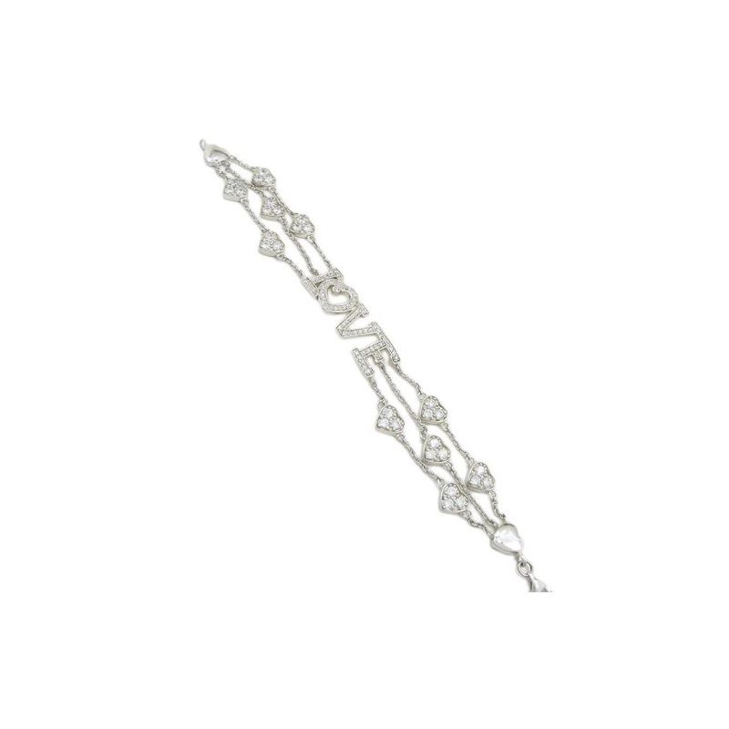 Women silver love and heart link bracele 83086 1