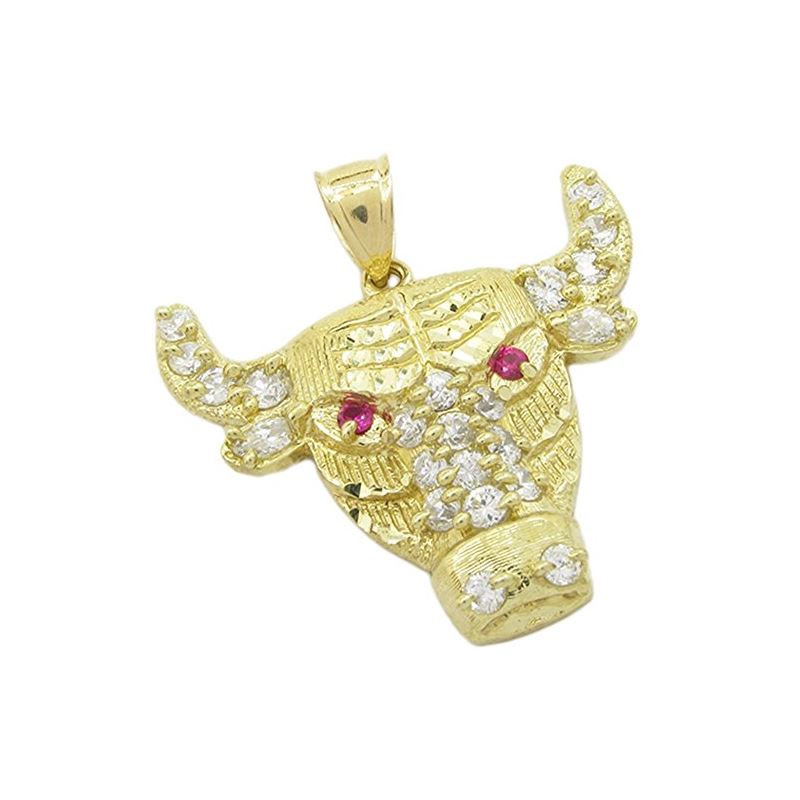 Mens 10k Yellow gold Red and white gemst 87875 1