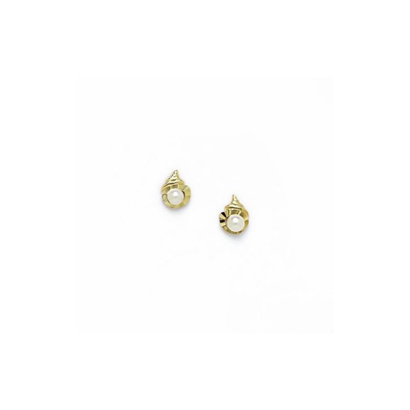 14K Yellow Gold genuine pearl and cz ear 68393 1