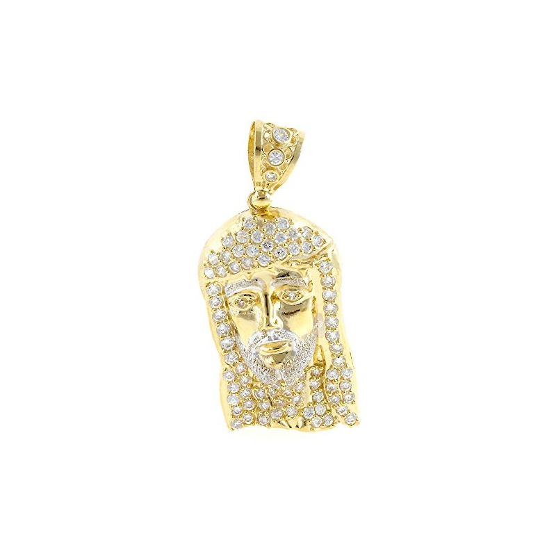 10K YELLOW Gold JESUS FACE CZ CHARM NC38 61310 1