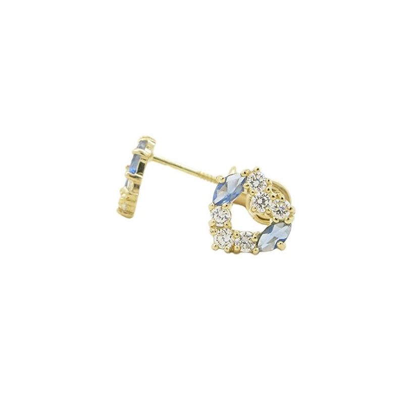 14K Yellow gold Heart fancy cz stud earr 68705 1