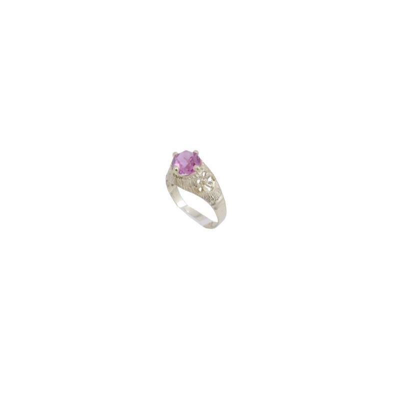 10k Yellow Gold Syntetic pink gemstone r 62316 1