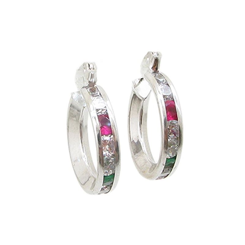 "10k White Gold earrings Pink