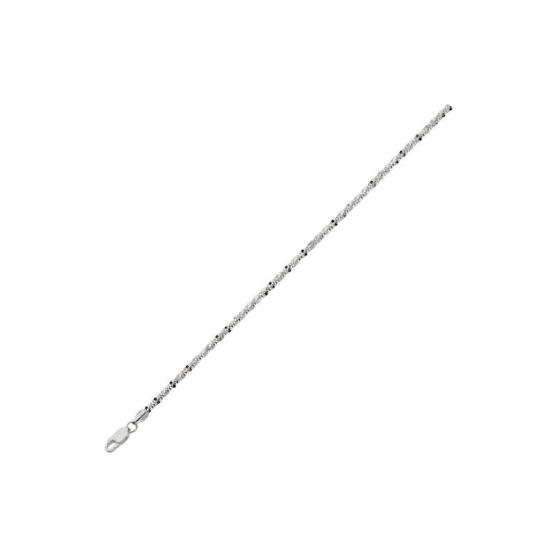 Sterling Silver Rhodium Sparkle Chain 24 Inch Long