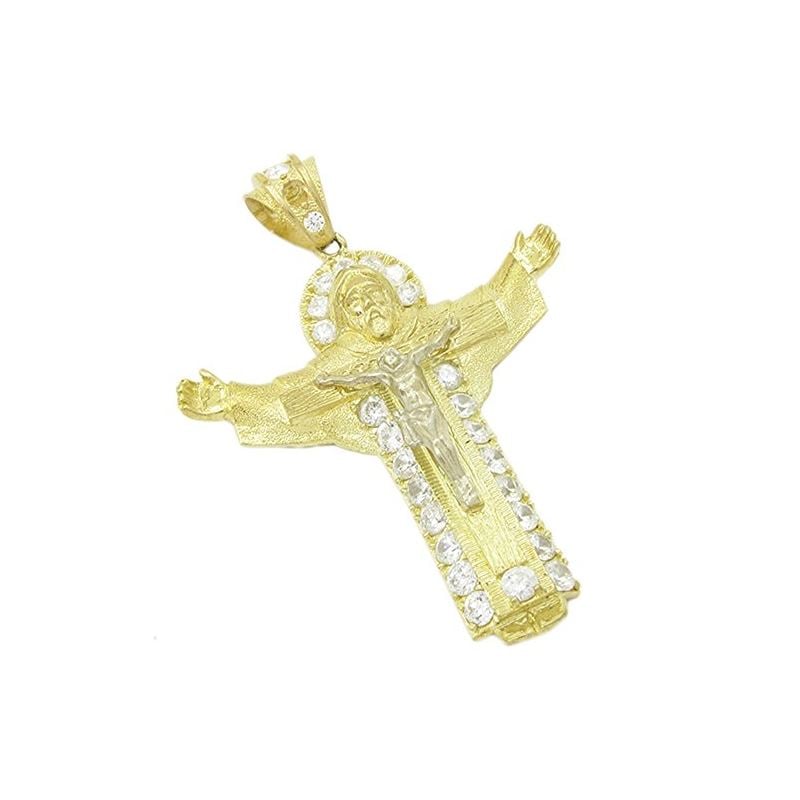 Mens 10k Yellow gold White gemstone jesu 78141 1