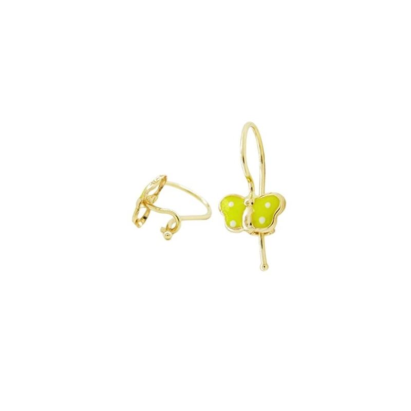 14K Yellow gold Butterfly hoop earrings  67302 1
