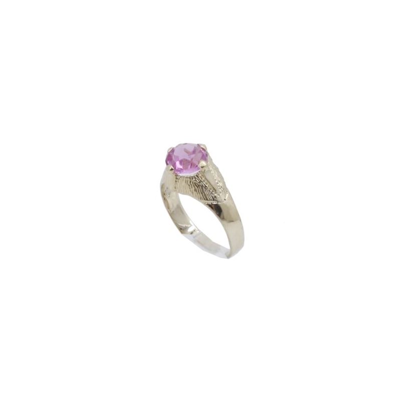 10k Yellow Gold Syntetic pink gemstone r 62309 1