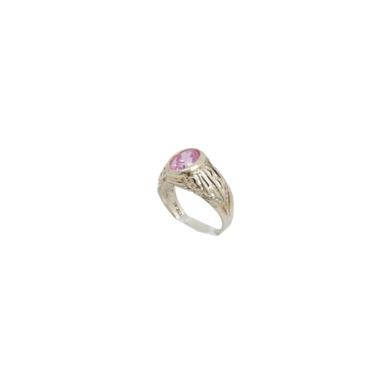 10k Yellow Gold Syntetic pink gemstone r 62295 1