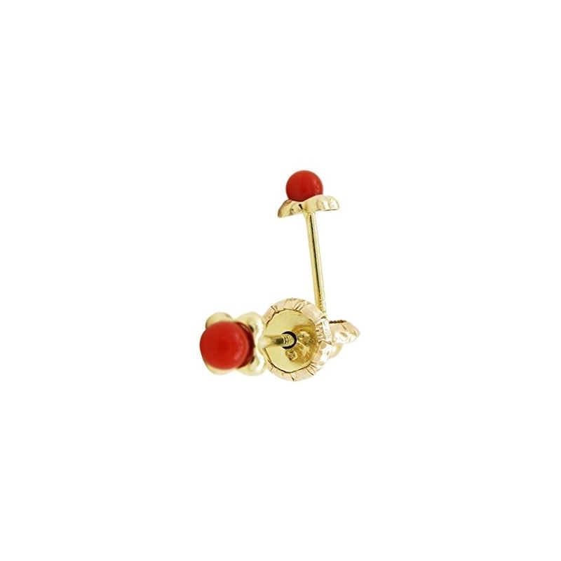 14K Yellow gold Small flower pearl stud  70069 1