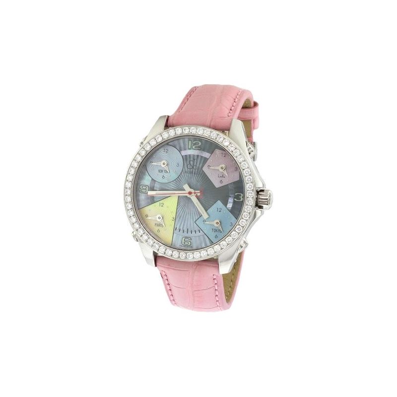 Jacob Co Pink Band 5Time Zone Mother Of Pearl Dial