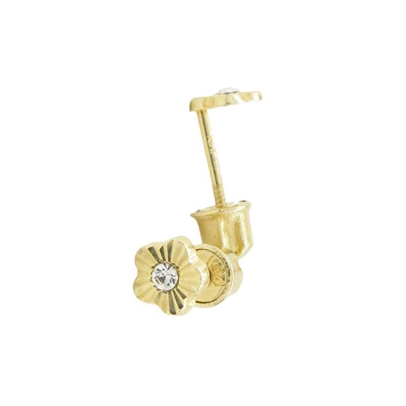 14K Yellow gold Flower cz stud earrings  68138 1