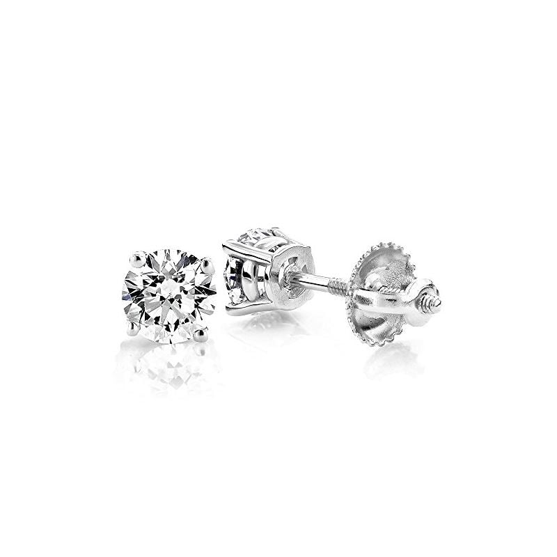 Ladies Platinum Natural Diamond Studs Earrings (0.