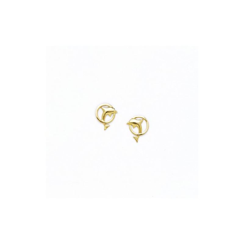 14K Yellow Gold dolphin with stones earr 67496 1