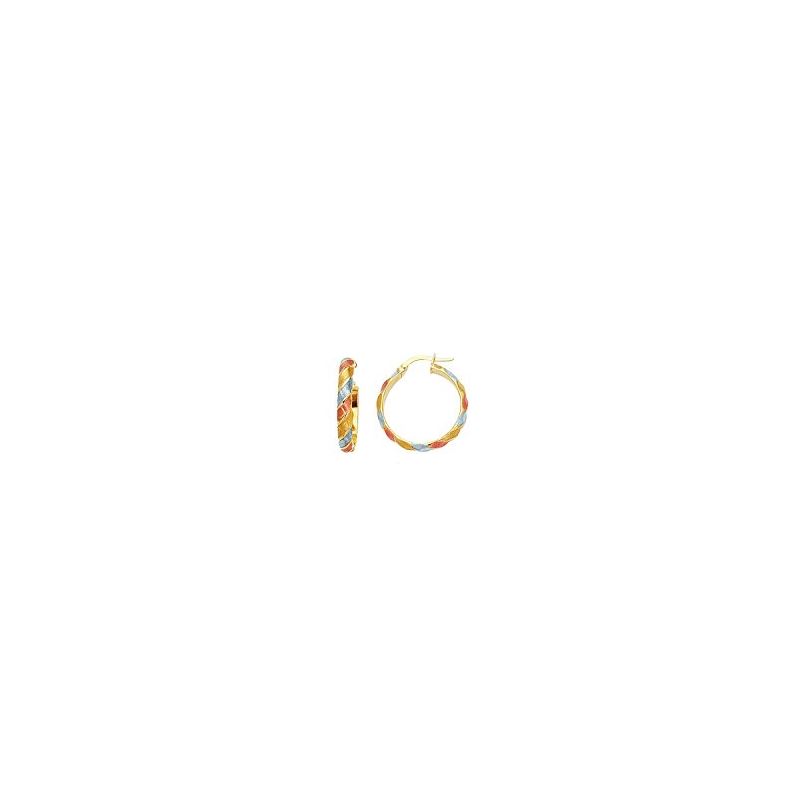 14K Tri-Color Gold Ladies Hoop Earrings  64696 1