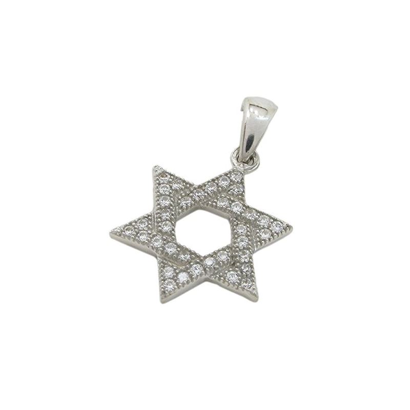 Womens White star of david cz pendant Si 84732 1