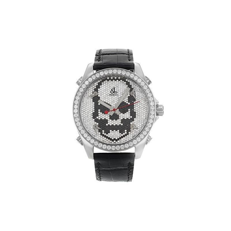 Jacob Co. Black Band Five Time Zone Skull Dial 5.0