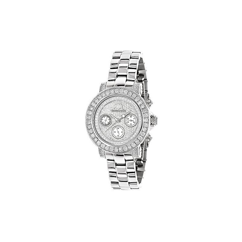 Ladies Diamond Watch Silver Tone 3ct Lux 89974 1