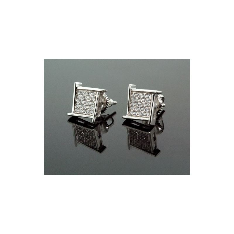 .925 Sterling Silver White Square Spikes 58662 1