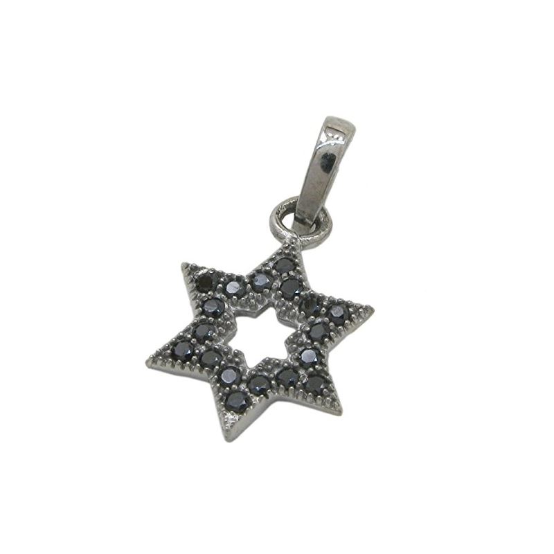 Womens Black star of david black cz pend 83766 1