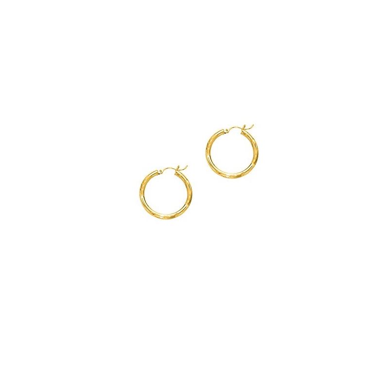 14K Yellow Gold Ladies Diamond Cut Hoop  69088 1