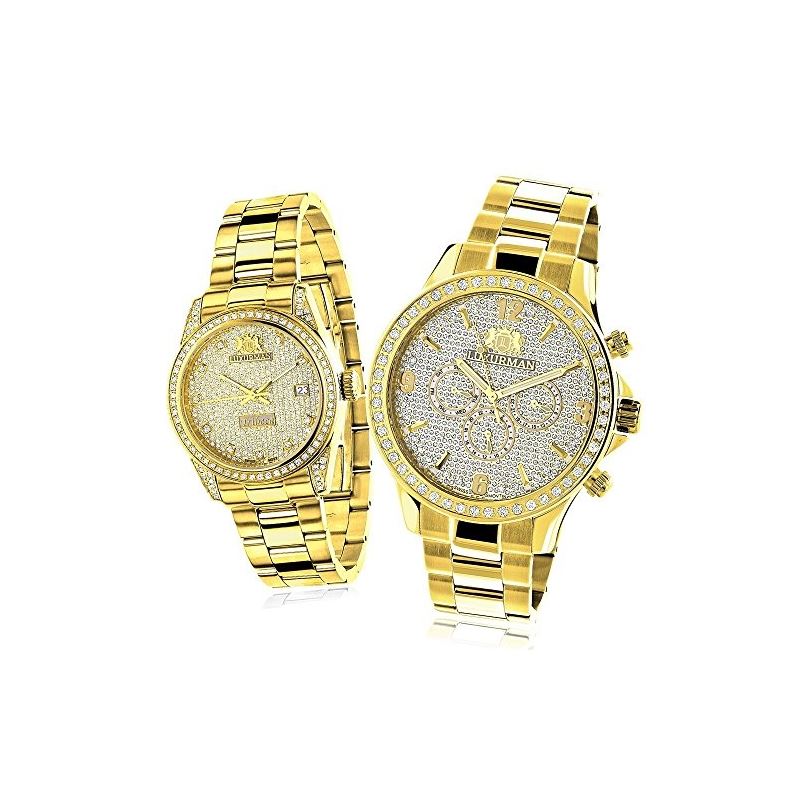 His And Hers Watches: Yellow Gold Plated Diamond W