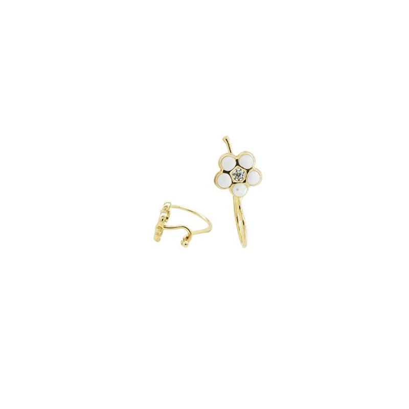 14K Yellow gold Flower cz hoop earrings  67799 1