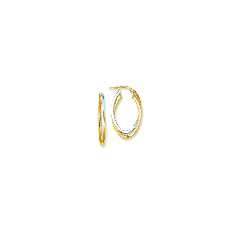 14K Yellow White Gold Ladies Hoop Earrin 70829 1