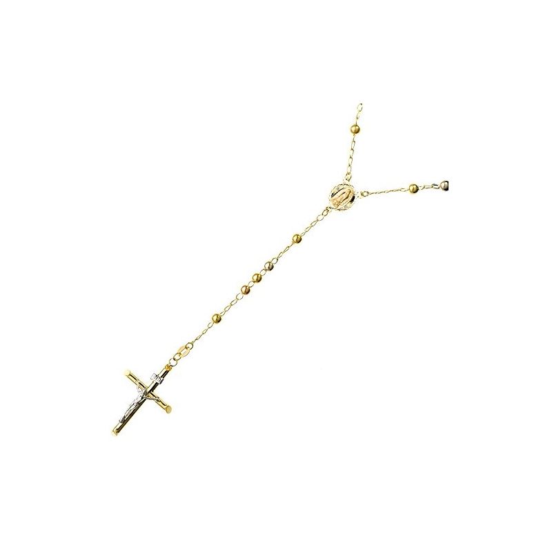 10K 2TONE Gold HOLLOW ROSARY Chain - 30  59531 1
