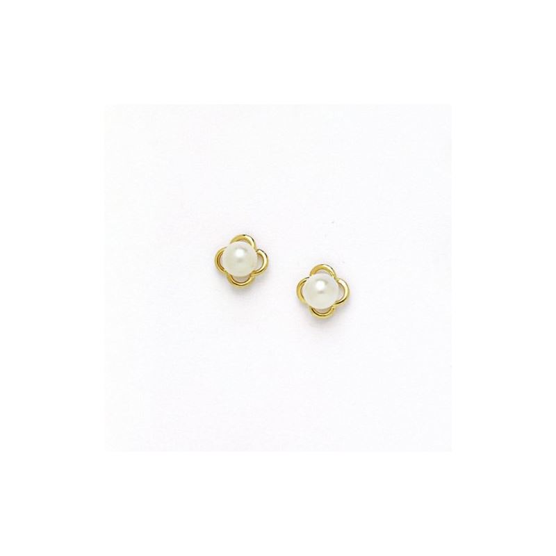 14K Yellow Gold genuine pearl and cz ear 68397 1
