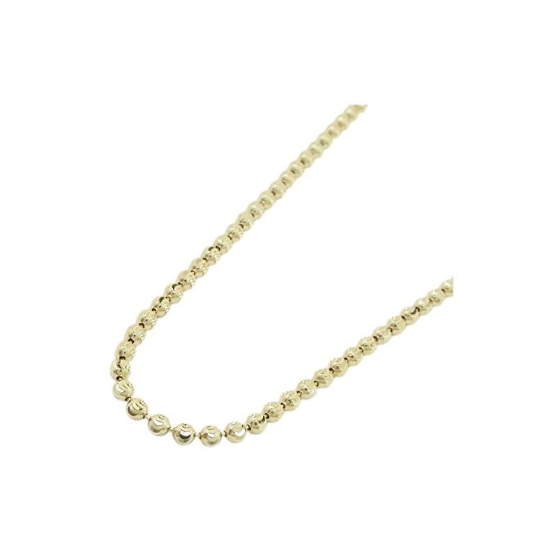 14K Yellow gold moon cut bead link chain 69548 1